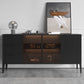 Contemporary Dining Buffet Stone Sideboard with Cabinets and Drawers 63"L x 18"W x 31"H Black Clearhalo 'buffet_sideboard' 'Buffets & Sideboards' 'furn' 'furn_buffet_sideboard' 'Furniture' 'Kitchen & Dining Furniture' 6362757