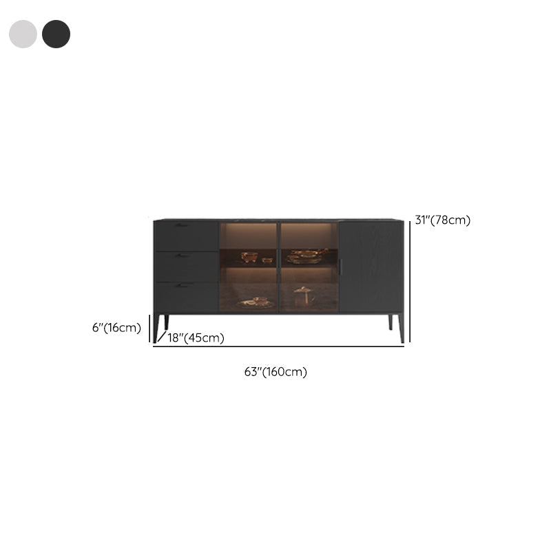 Contemporary Dining Buffet Stone Sideboard with Cabinets and Drawers Clearhalo 'buffet_sideboard' 'Buffets & Sideboards' 'furn' 'furn_buffet_sideboard' 'Furniture' 'Kitchen & Dining Furniture' 6362765