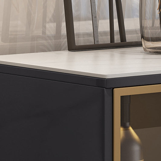 Tavolo da sideboard in pietra a buffet glam con armadi e cassetti
