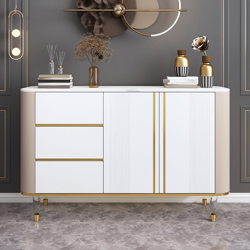 Tavolo da buffet in pietra sinterizzato glam 3 cassetti server da pranzo con 2 porte per soggiorno