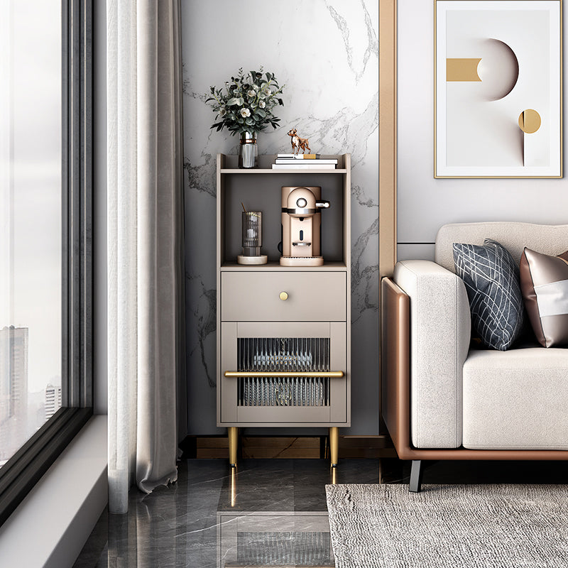 Serveur de restauration en bois d'ingénierie moderne 1 tiroir côté tiroir avec porte en verre