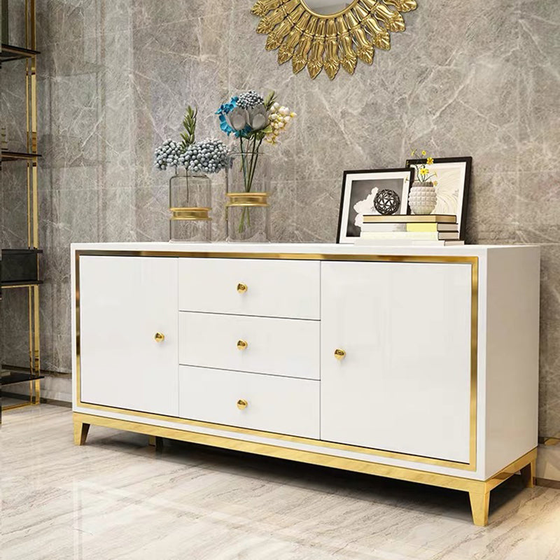 Glam Cabinets Mirrored Buffet 3 Drawers and 2 Doors Buffet Sideboard Clearhalo 'buffet_sideboard' 'Buffets & Sideboards' 'furn' 'furn_buffet_sideboard' 'Furniture' 'Kitchen & Dining Furniture' 6362879
