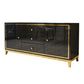 Glam Cabinets Mirrored Buffet 3 Drawers and 2 Doors Buffet Sideboard Black Clearhalo 'buffet_sideboard' 'Buffets & Sideboards' 'furn' 'furn_buffet_sideboard' 'Furniture' 'Kitchen & Dining Furniture' 6362880