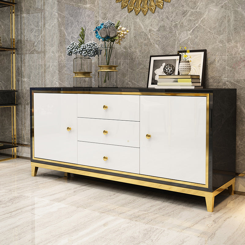 Glam Cabinets Mirrored Buffet 3 Drawers and 2 Doors Buffet Sideboard Clearhalo 'buffet_sideboard' 'Buffets & Sideboards' 'furn' 'furn_buffet_sideboard' 'Furniture' 'Kitchen & Dining Furniture' 6362882
