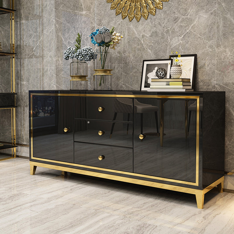 Glam Cabinets Mirrored Buffet 3 Drawers and 2 Doors Buffet Sideboard Clearhalo 'buffet_sideboard' 'Buffets & Sideboards' 'furn' 'furn_buffet_sideboard' 'Furniture' 'Kitchen & Dining Furniture' 6362884