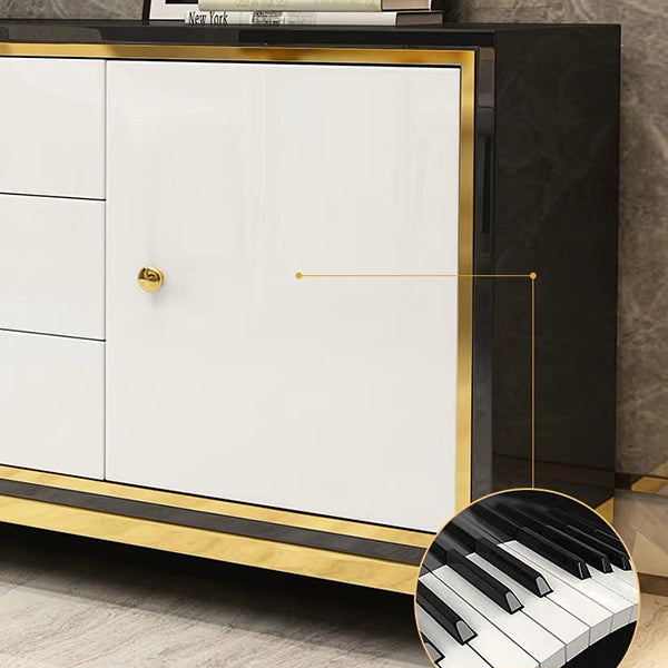 Glam Cabinets Mirrored Buffet 3 Drawers and 2 Doors Buffet Sideboard Clearhalo 'buffet_sideboard' 'Buffets & Sideboards' 'furn' 'furn_buffet_sideboard' 'Furniture' 'Kitchen & Dining Furniture' 6362887