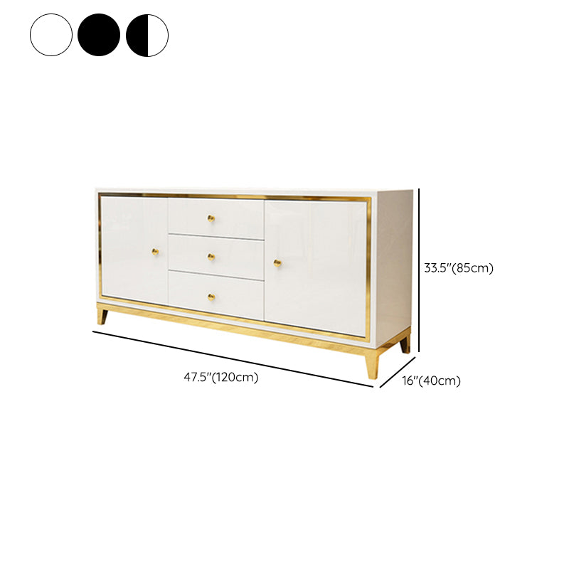 Glam Cabinets Mirrored Buffet 3 Drawers and 2 Doors Buffet Sideboard Clearhalo 'buffet_sideboard' 'Buffets & Sideboards' 'furn' 'furn_buffet_sideboard' 'Furniture' 'Kitchen & Dining Furniture' 6362892