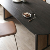 Modern Ash Wood Dining Table Oval Wooden Table with Double Pedestal in Black Clearhalo 'Dining Tables & Seating' 'Dining Tables' 'dining_table' 'furn' 'furn_dining_table' 'Furniture' 'Kitchen & Dining Furniture' 6362925