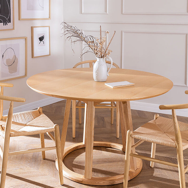 Modern Solid Wood Dining Table Wooden Round Table with Pedestal Base for Restaurant 39.4"L x 39.4"W x 29.5"H Without Chairs Clearhalo 'Dining Tables & Seating' 'Dining Tables' 'dining_table' 'furn' 'furn_dining_table' 'Furniture' 'Kitchen & Dining Furniture' 6362944