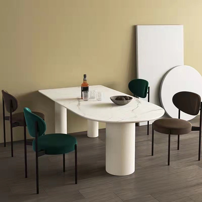 Irregular Shape Indoor Table for Restaurant Modern Table with 3 Legs White 55.1"L x 31.5"W x 29.5"H Without Chairs Clearhalo 'Dining Tables & Seating' 'Dining Tables' 'dining_table' 'furn' 'furn_dining_table' 'Furniture' 'Kitchen & Dining Furniture' 6362992