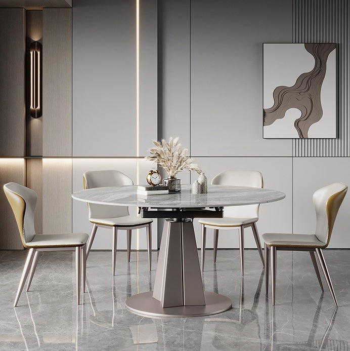 Modern Style Dining Round Table Sintered Stone Table with Metal Legs for Home 51.2"L x 51.2"W x 29.1"H Without Chairs Clearhalo 'Dining Tables & Seating' 'Dining Tables' 'dining_table' 'furn' 'furn_dining_table' 'Furniture' 'Kitchen & Dining Furniture' 6363013