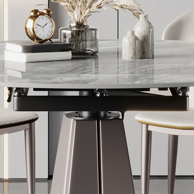 Modern Style Dining Round Table Sintered Stone Table with Metal Legs for Home Clearhalo 'Dining Tables & Seating' 'Dining Tables' 'dining_table' 'furn' 'furn_dining_table' 'Furniture' 'Kitchen & Dining Furniture' 6363014