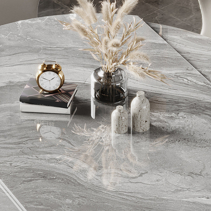 Modern Style Dining Round Table Sintered Stone Table with Metal Legs for Home Clearhalo 'Dining Tables & Seating' 'Dining Tables' 'dining_table' 'furn' 'furn_dining_table' 'Furniture' 'Kitchen & Dining Furniture' 6363015