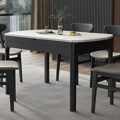 Modern Dining Round Table Stone Table with Wooden Legs for Home