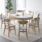 Modern Dining Round Table Stone Table with Wooden Legs for Home