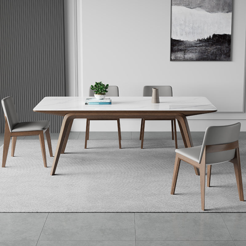 Medieval Modern Sintered Stone Table Rectangle Table with Wooden 4 Legs Clearhalo 'Dining Tables & Seating' 'Dining Tables' 'dining_table' 'furn' 'furn_dining_table' 'Furniture' 'Kitchen & Dining Furniture' 6363040