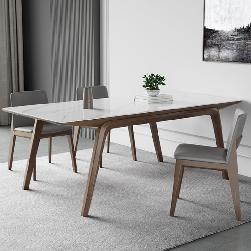 Medieval Modern Sintered Stone Table Rectangle Table with Wooden 4 Legs Clearhalo 'Dining Tables & Seating' 'Dining Tables' 'dining_table' 'furn' 'furn_dining_table' 'Furniture' 'Kitchen & Dining Furniture' 6363041