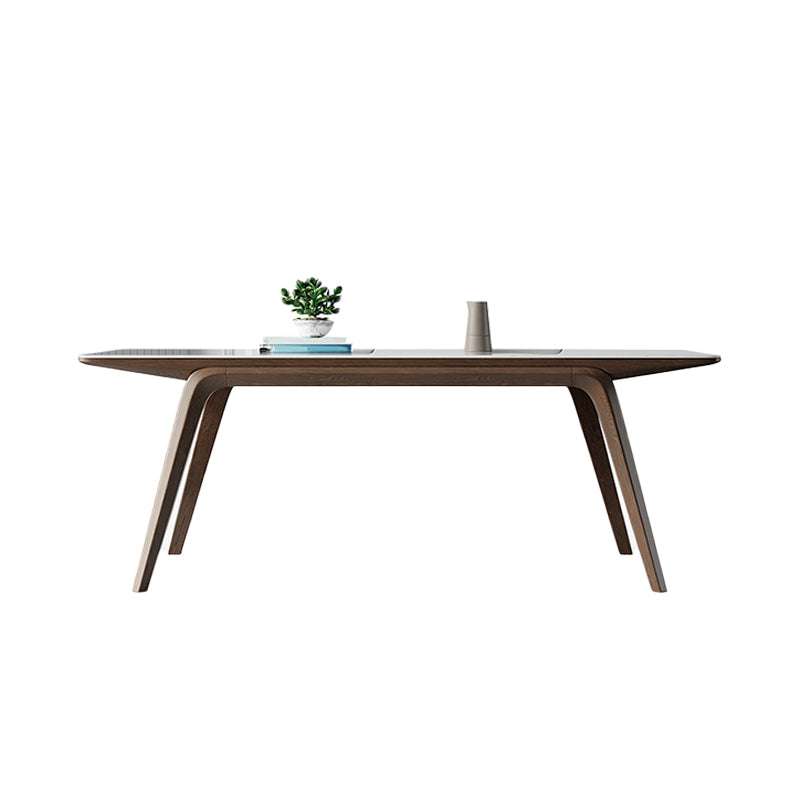 Medieval Modern Sintered Stone Table Rectangle Table with Wooden 4 Legs Clearhalo 'Dining Tables & Seating' 'Dining Tables' 'dining_table' 'furn' 'furn_dining_table' 'Furniture' 'Kitchen & Dining Furniture' 6363042