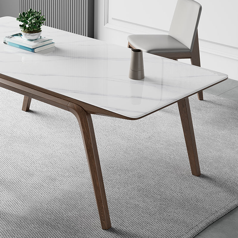 Medieval Modern Sintered Stone Table Rectangle Table with Wooden 4 Legs Clearhalo 'Dining Tables & Seating' 'Dining Tables' 'dining_table' 'furn' 'furn_dining_table' 'Furniture' 'Kitchen & Dining Furniture' 6363048