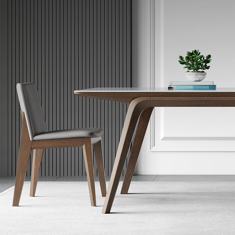 Medieval Modern Sintered Stone Table Rectangle Table with Wooden 4 Legs Clearhalo 'Dining Tables & Seating' 'Dining Tables' 'dining_table' 'furn' 'furn_dining_table' 'Furniture' 'Kitchen & Dining Furniture' 6363050