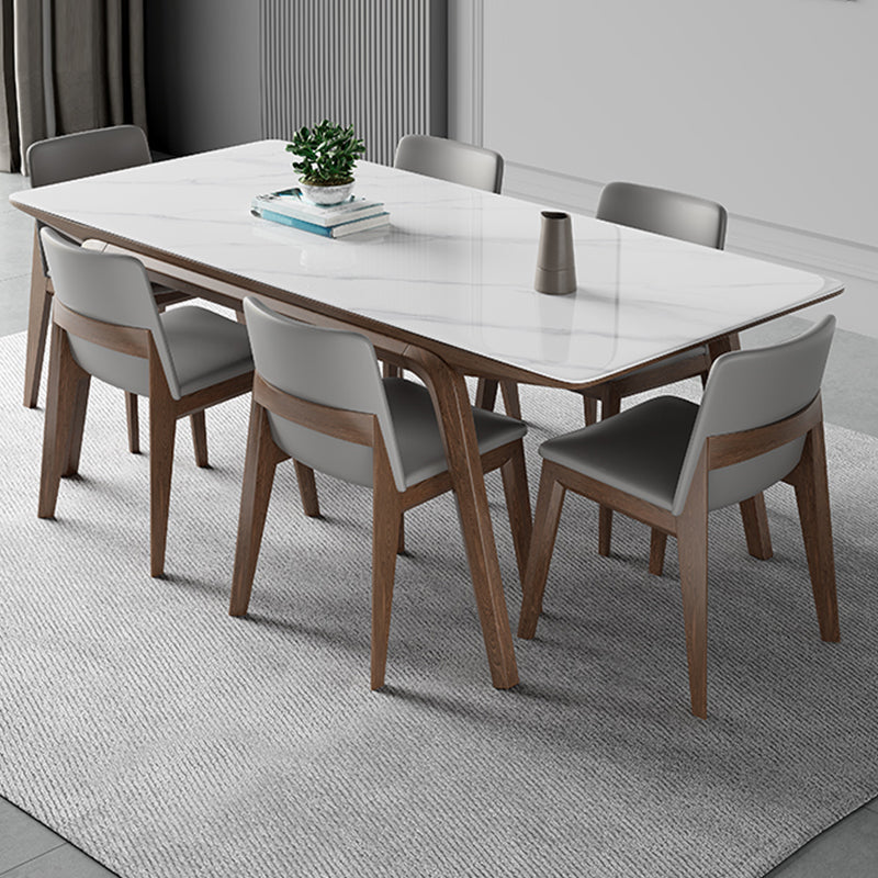 Medieval Modern Sintered Stone Table Rectangle Table with Wooden 4 Legs Clearhalo 'Dining Tables & Seating' 'Dining Tables' 'dining_table' 'furn' 'furn_dining_table' 'Furniture' 'Kitchen & Dining Furniture' 6363051