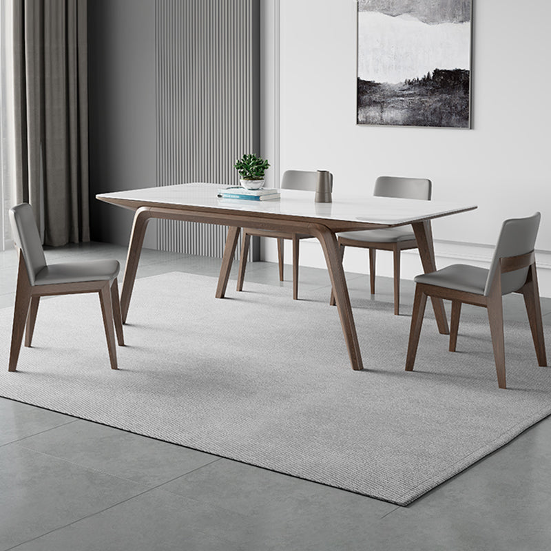 Medieval Modern Sintered Stone Table Rectangle Table with Wooden 4 Legs Clearhalo 'Dining Tables & Seating' 'Dining Tables' 'dining_table' 'furn' 'furn_dining_table' 'Furniture' 'Kitchen & Dining Furniture' 6363052