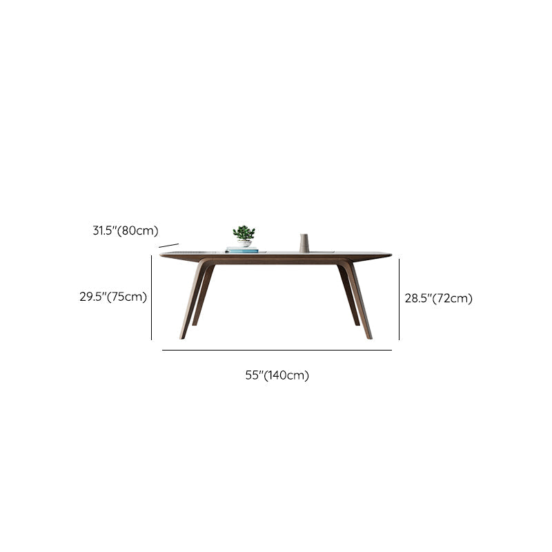 Medieval Modern Sintered Stone Table Rectangle Table with Wooden 4 Legs Clearhalo 'Dining Tables & Seating' 'Dining Tables' 'dining_table' 'furn' 'furn_dining_table' 'Furniture' 'Kitchen & Dining Furniture' 6363053