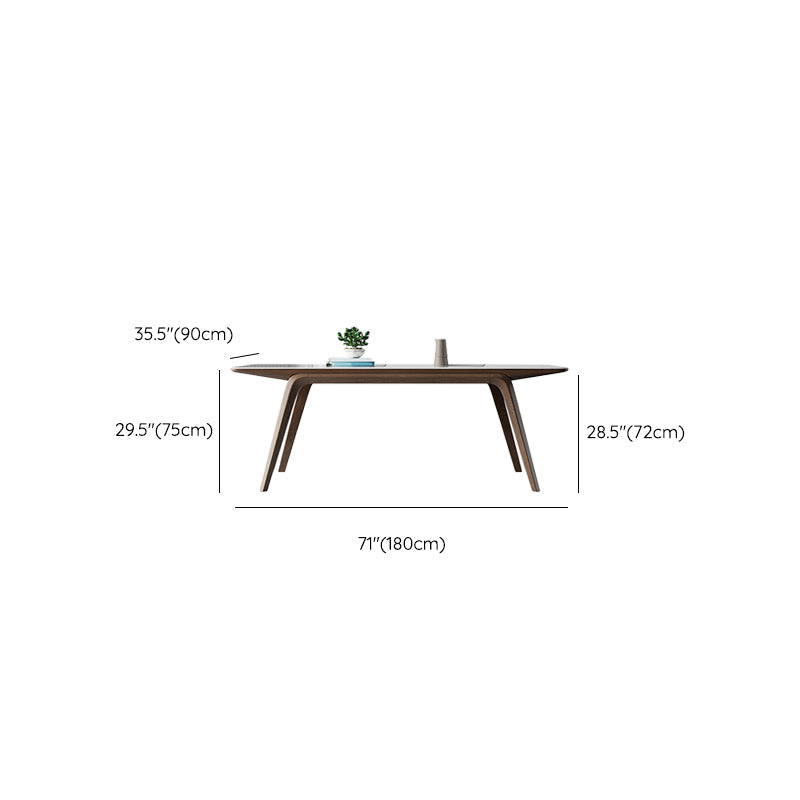 Medieval Modern Sintered Stone Table Rectangle Table with Wooden 4 Legs Clearhalo 'Dining Tables & Seating' 'Dining Tables' 'dining_table' 'furn' 'furn_dining_table' 'Furniture' 'Kitchen & Dining Furniture' 6363054