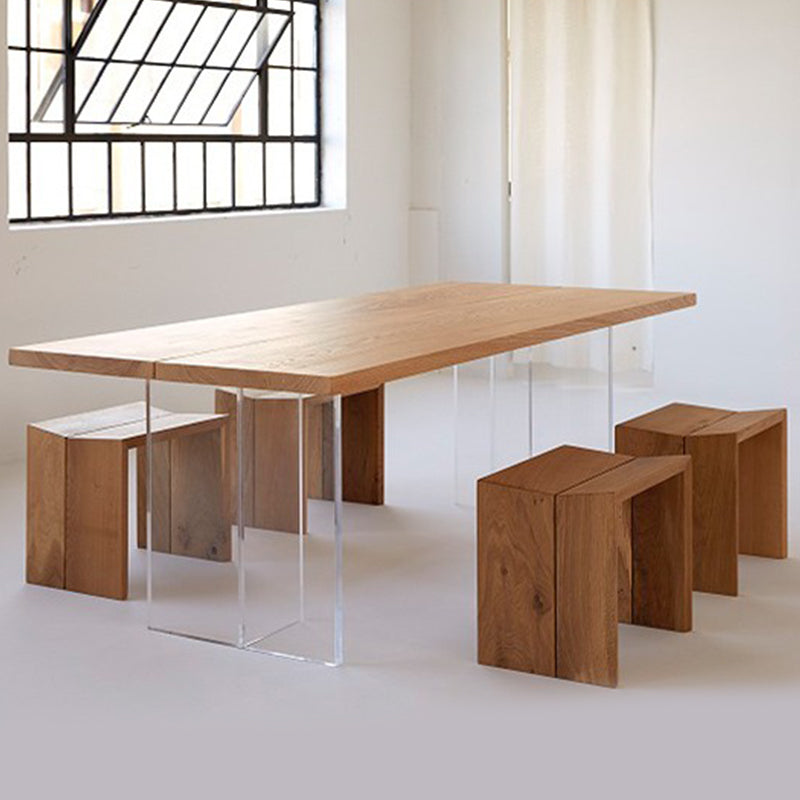 Table de bois massif moderne médiéval table rectangulaire avec double piédestal