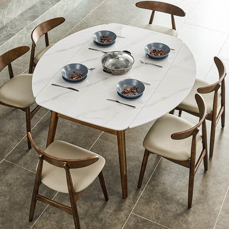 Modern Dining Round Table Sintered Stone Table with 4 Legs for Home White 51.2"L x 51.2"W x 29.9"H Without Chairs Clearhalo 'Dining Tables & Seating' 'Dining Tables' 'dining_table' 'furn' 'furn_dining_table' 'Furniture' 'Kitchen & Dining Furniture' 6363076