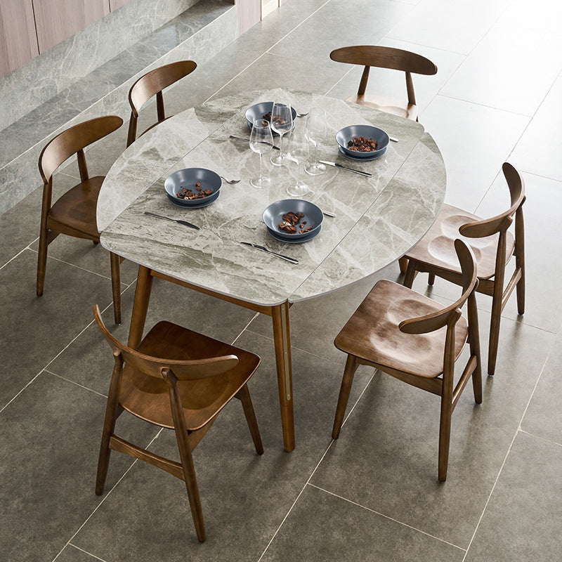 Modern Dining Round Table Sintered Stone Table with 4 Legs for Home Gray Without Chairs Clearhalo 'Dining Tables & Seating' 'Dining Tables' 'dining_table' 'furn' 'furn_dining_table' 'Furniture' 'Kitchen & Dining Furniture' 6363077