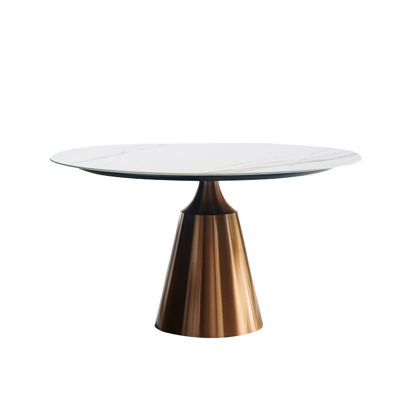 Glam Dining Round Table Sintered Stone Table with Metal Legs for Home White Without Chairs Clearhalo 'Dining Tables & Seating' 'Dining Tables' 'dining_table' 'furn' 'furn_dining_table' 'Furniture' 'Kitchen & Dining Furniture' 6363095