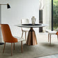 Glam Dining Round Table Sintered Stone Table with Metal Legs for Home Black White 53.1"L x 53.1"W x 29.5"H Without Chairs Clearhalo 'Dining Tables & Seating' 'Dining Tables' 'dining_table' 'furn' 'furn_dining_table' 'Furniture' 'Kitchen & Dining Furniture' 6363096