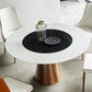 Glam Dining Round Table Sintered Stone Table with Metal Legs for Home Clearhalo 'Dining Tables & Seating' 'Dining Tables' 'dining_table' 'furn' 'furn_dining_table' 'Furniture' 'Kitchen & Dining Furniture' 6363098