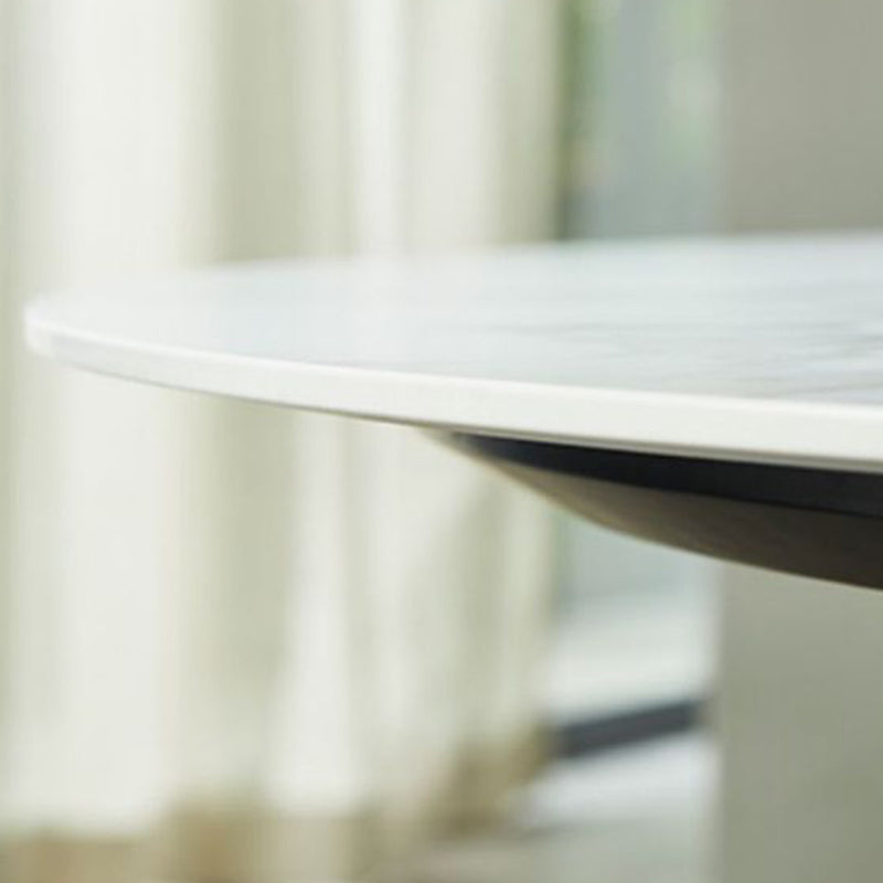 Glam Dining Round Table Sintered Stone Table with Metal Legs for Home Clearhalo 'Dining Tables & Seating' 'Dining Tables' 'dining_table' 'furn' 'furn_dining_table' 'Furniture' 'Kitchen & Dining Furniture' 6363104