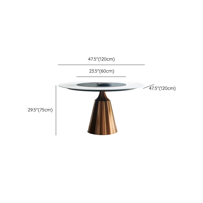 Glam Dining Round Table Sintered Stone Table with Metal Legs for Home Clearhalo 'Dining Tables & Seating' 'Dining Tables' 'dining_table' 'furn' 'furn_dining_table' 'Furniture' 'Kitchen & Dining Furniture' 6363109