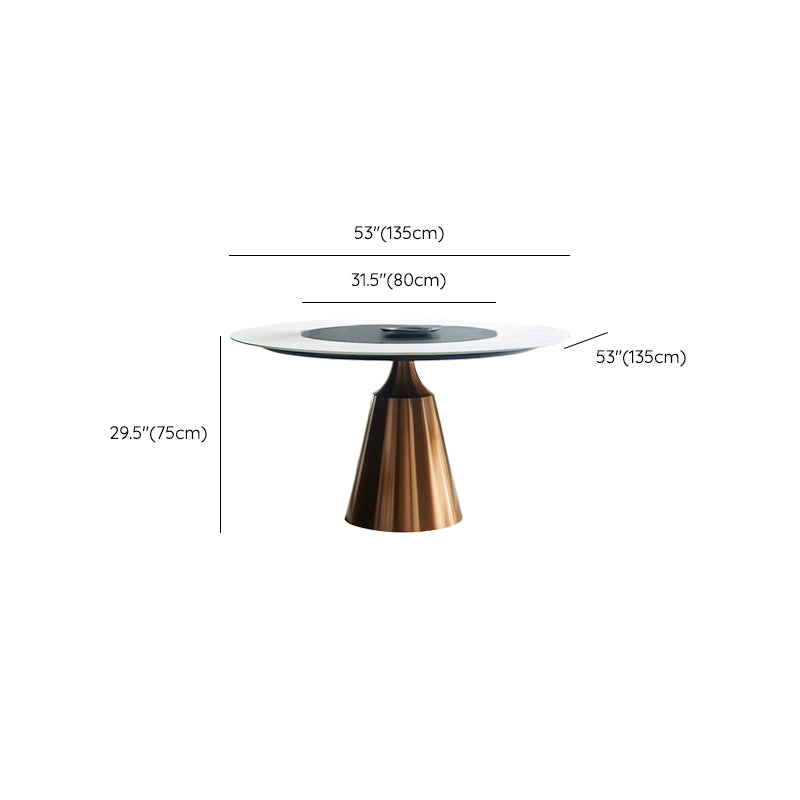 Glam Dining Round Table Sintered Stone Table with Metal Legs for Home Clearhalo 'Dining Tables & Seating' 'Dining Tables' 'dining_table' 'furn' 'furn_dining_table' 'Furniture' 'Kitchen & Dining Furniture' 6363110