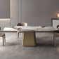 Modern Dining Rectangle Table Sintered Stone Table with Metal Leg for Home Bronze Without Chairs Clearhalo 'Dining Tables & Seating' 'Dining Tables' 'dining_table' 'furn' 'furn_dining_table' 'Furniture' 'Kitchen & Dining Furniture' 6363129
