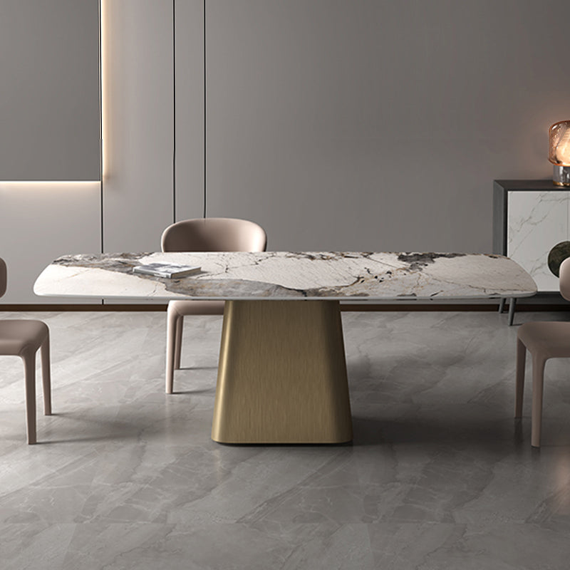 Modern Dining Rectangle Table Sintered Stone Table with Metal Leg for Home Bronze Without Chairs Clearhalo 'Dining Tables & Seating' 'Dining Tables' 'dining_table' 'furn' 'furn_dining_table' 'Furniture' 'Kitchen & Dining Furniture' 6363129