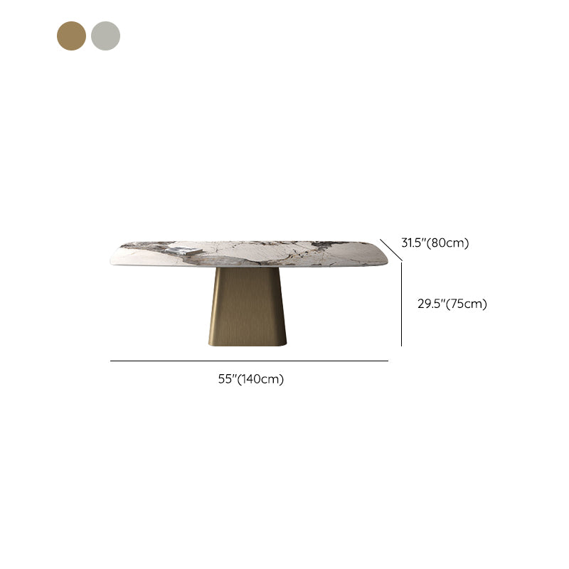 Modern Dining Rectangle Table Sintered Stone Table with Metal Leg for Home Clearhalo 'Dining Tables & Seating' 'Dining Tables' 'dining_table' 'furn' 'furn_dining_table' 'Furniture' 'Kitchen & Dining Furniture' 6363138