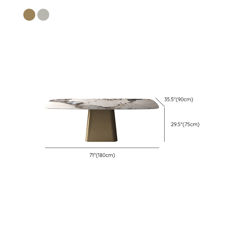Modern Dining Rectangle Table Sintered Stone Table with Metal Leg for Home Clearhalo 'Dining Tables & Seating' 'Dining Tables' 'dining_table' 'furn' 'furn_dining_table' 'Furniture' 'Kitchen & Dining Furniture' 6363140