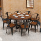Mesa redonda de comedor moderna, mesa de madera con patas de metal para el hogar
