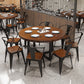 Mesa redonda de comedor moderna, mesa de madera con patas de metal para el hogar