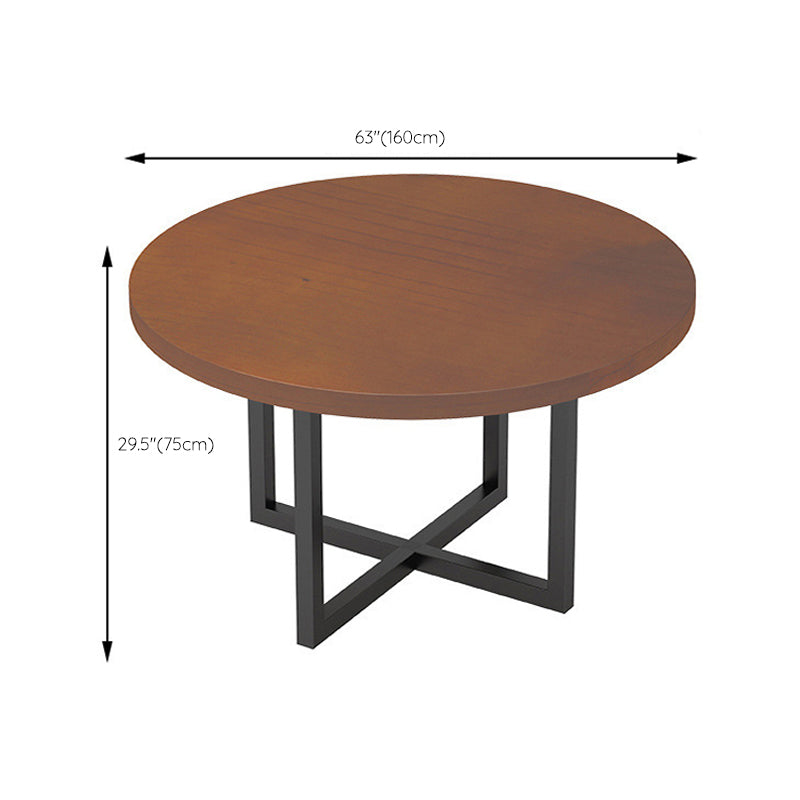 Mesa redonda de comedor moderna, mesa de madera con patas de metal para el hogar