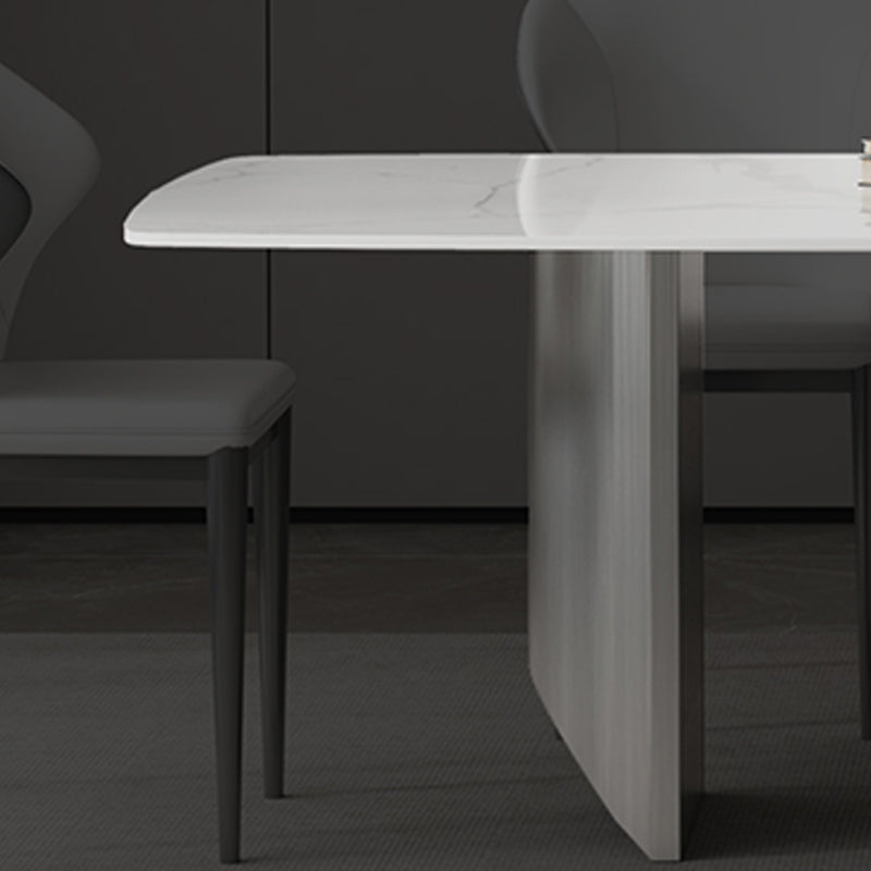 Industrial Sintered Stone Top Table Rectangle Table with Double Pedestal Clearhalo 'Dining Tables & Seating' 'Dining Tables' 'dining_table' 'furn' 'furn_dining_table' 'Furniture' 'Kitchen & Dining Furniture' 6363160