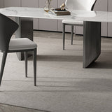 Industrial Sintered Stone Top Table Rectangle Table with Double Pedestal Clearhalo 'Dining Tables & Seating' 'Dining Tables' 'dining_table' 'furn' 'furn_dining_table' 'Furniture' 'Kitchen & Dining Furniture' 6363162