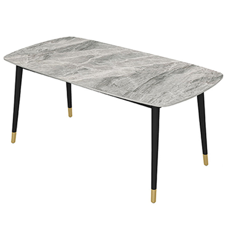Industrial Dining Rectangle Table Sintered Stone Table with Metal Legs for Home Clearhalo 'Dining Tables & Seating' 'Dining Tables' 'dining_table' 'furn' 'furn_dining_table' 'Furniture' 'Kitchen & Dining Furniture' 6363174