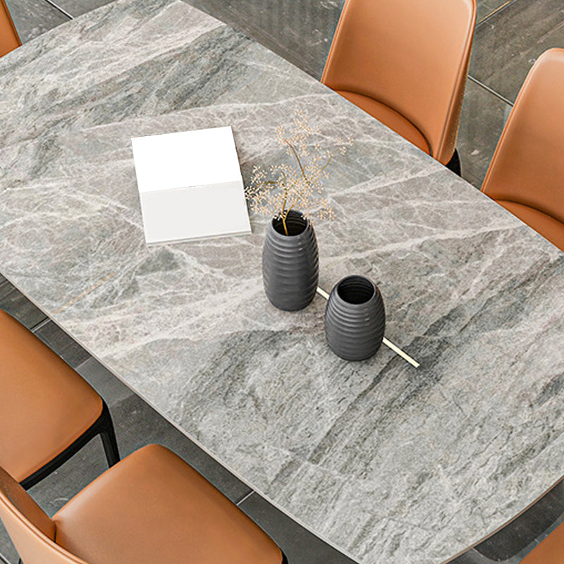 Industrial Dining Rectangle Table Sintered Stone Table with Metal Legs for Home Clearhalo 'Dining Tables & Seating' 'Dining Tables' 'dining_table' 'furn' 'furn_dining_table' 'Furniture' 'Kitchen & Dining Furniture' 6363176