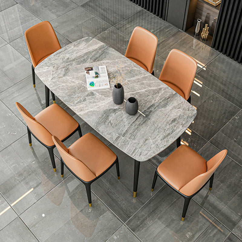Industrial Dining Rectangle Table Sintered Stone Table with Metal Legs for Home Clearhalo 'Dining Tables & Seating' 'Dining Tables' 'dining_table' 'furn' 'furn_dining_table' 'Furniture' 'Kitchen & Dining Furniture' 6363179