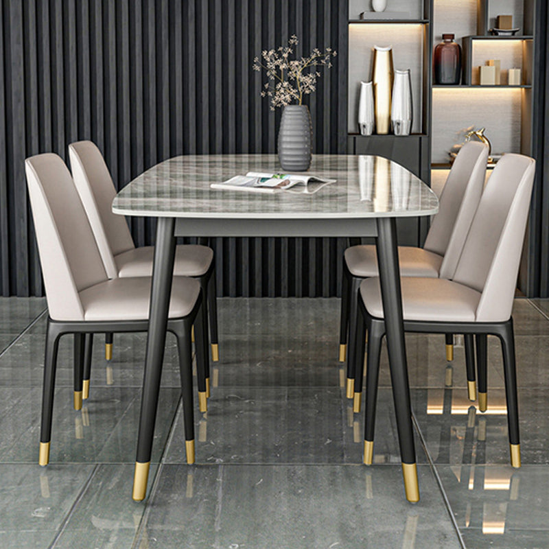 Industrial Dining Rectangle Table Sintered Stone Table with Metal Legs for Home Clearhalo 'Dining Tables & Seating' 'Dining Tables' 'dining_table' 'furn' 'furn_dining_table' 'Furniture' 'Kitchen & Dining Furniture' 6363181